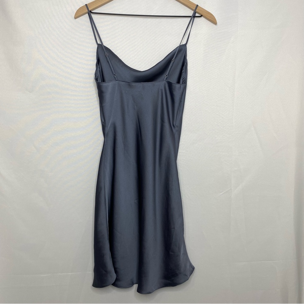 Abercrombie and Fitch Blue Satin Cowl Neck Mini Slip Dress XS Tall - Picture 4 of 7